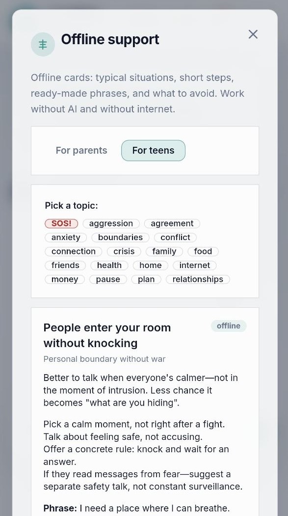 Teenology — local diary and support cards